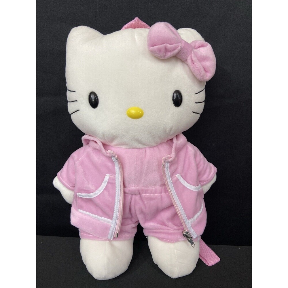 VTG Sanrio Hello Kitty in Pink Tracksuit Plush Backpack Bag  2004 15” Re…